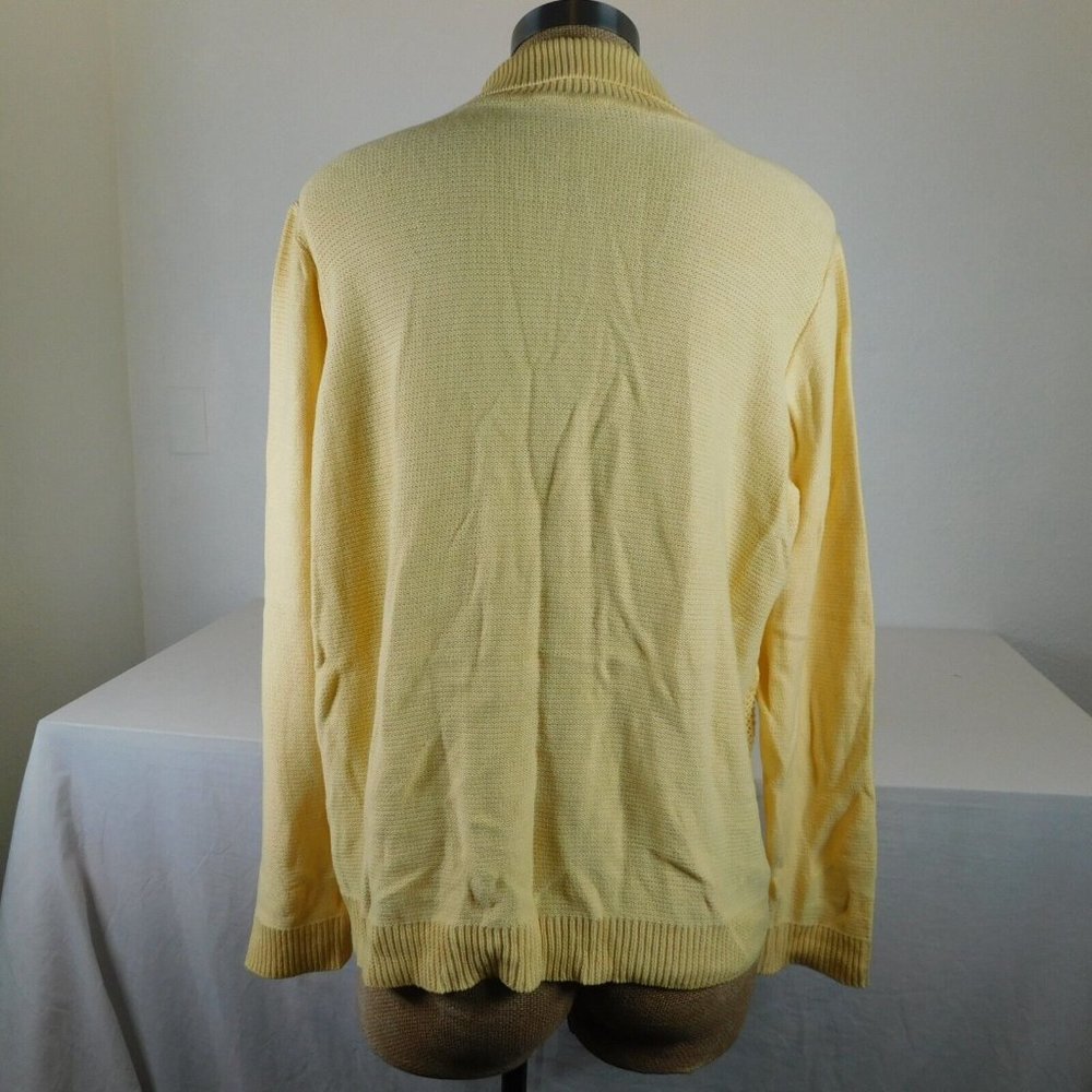 Weekends by Chicos Cardigan Sweater Size 3 (XL/16) Yellow Snaps Long Sleeve - Picture 4 of 9